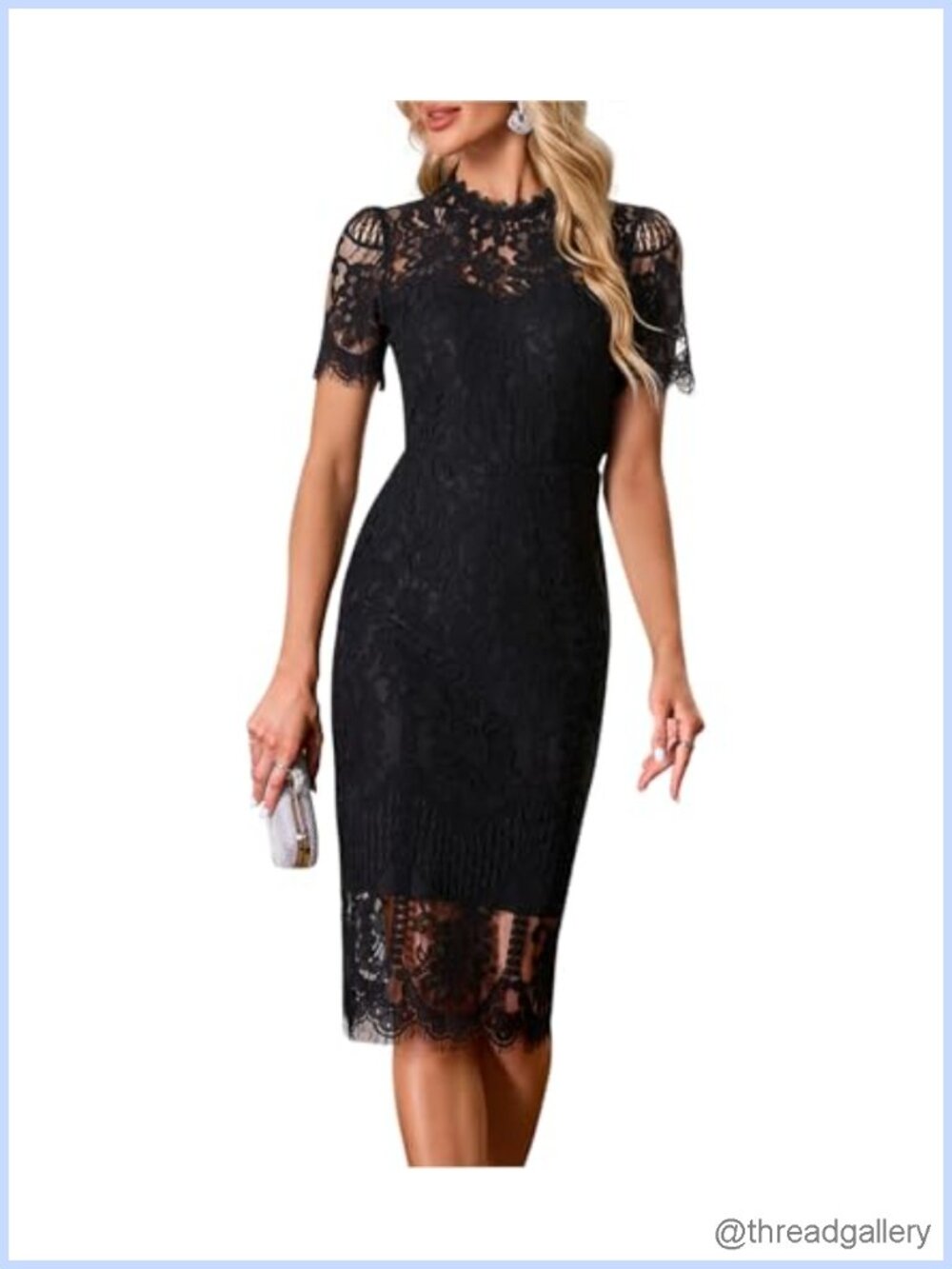 Elegant Lace Cocktail Dress Short Sleeve Knee Length Bodycon Party Wedding Guest